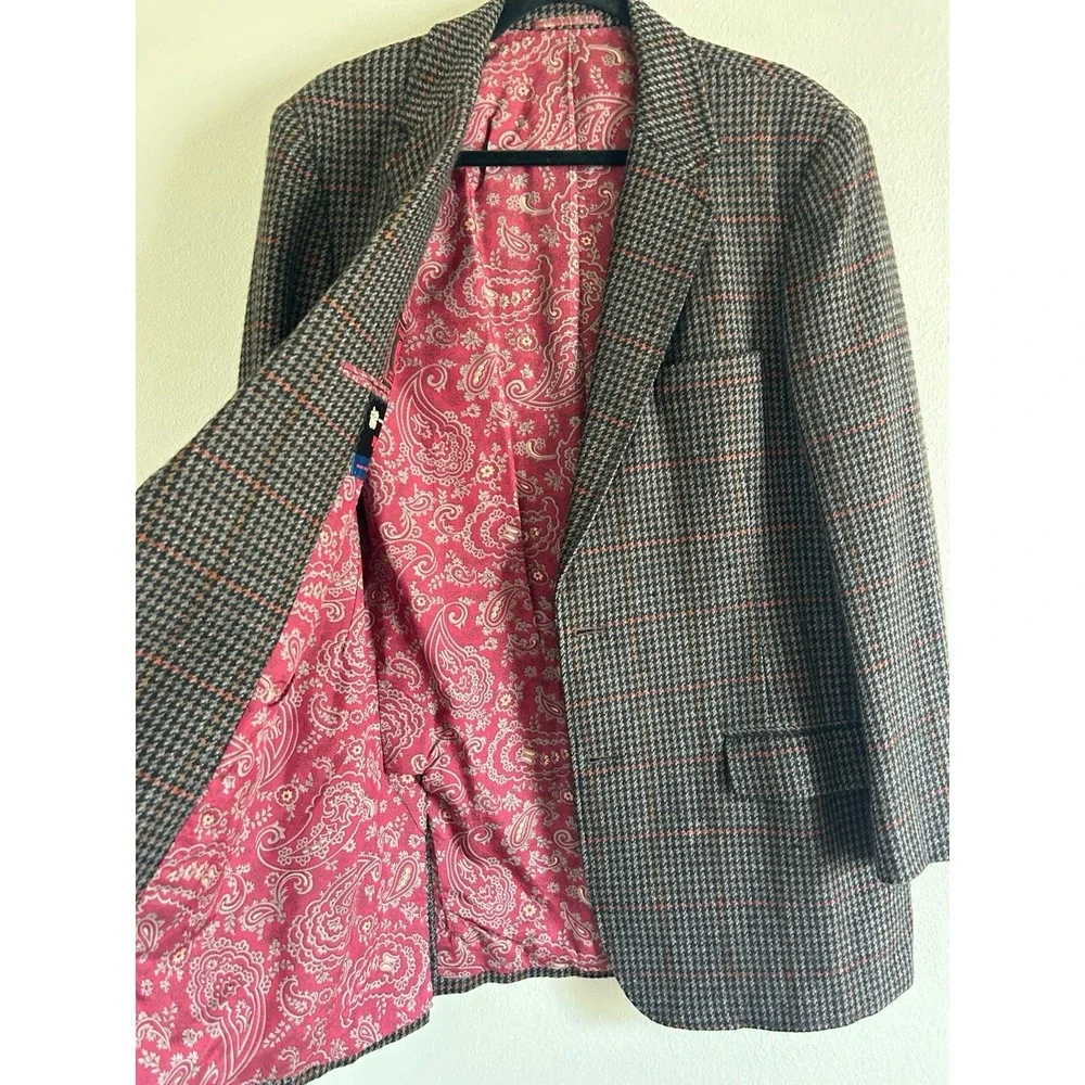 VTG 60's  Gene M. Loo's Hallmark Hand tailored 100% Cashmere Houndstooth blazer